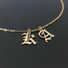 Antiguo collar inicial fuente inglesa letra estilo joyería regalo para ella encanto personalizado