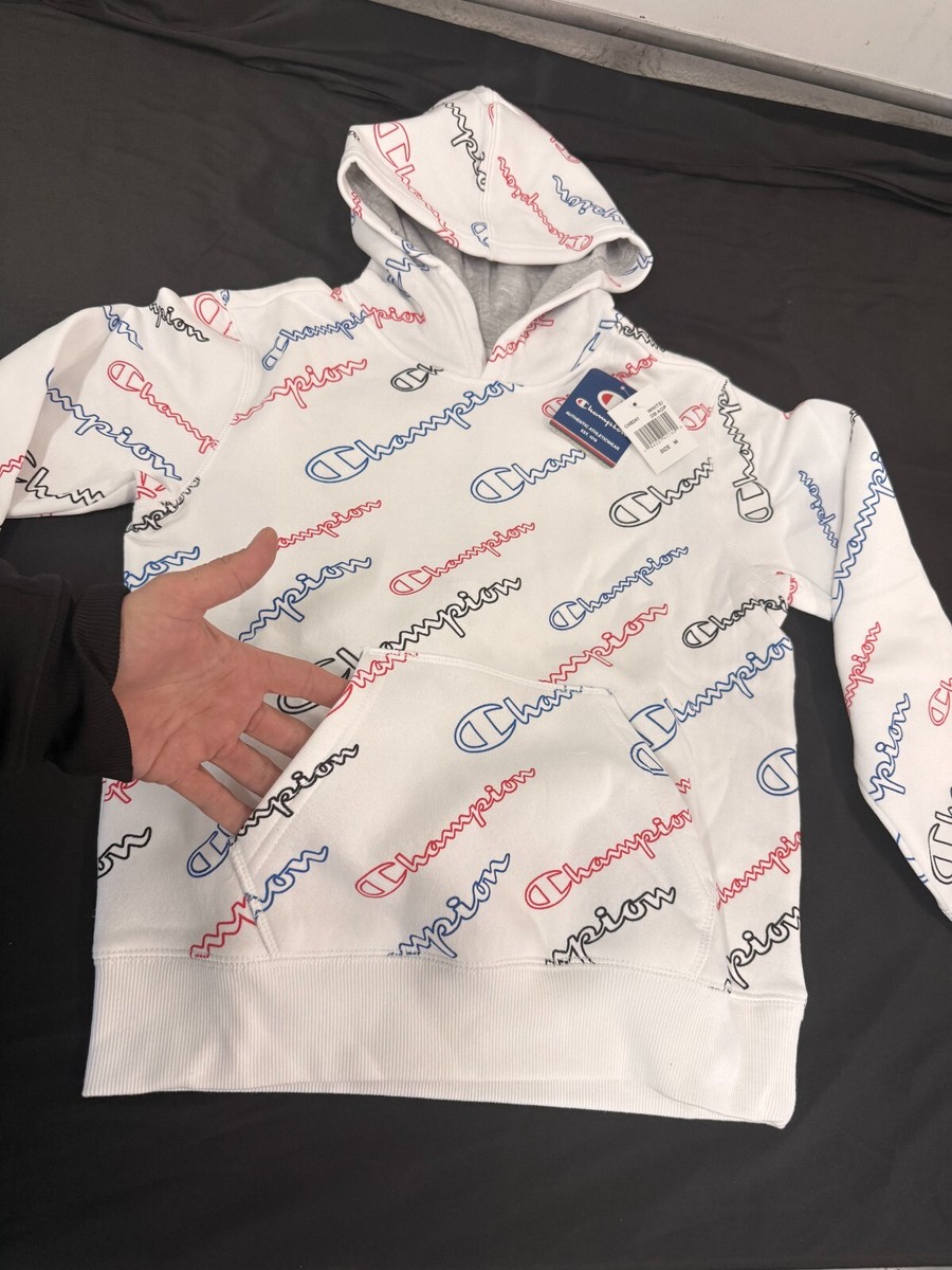 Youth Small or Medium Champion White Cotton Classic Graphic Logo