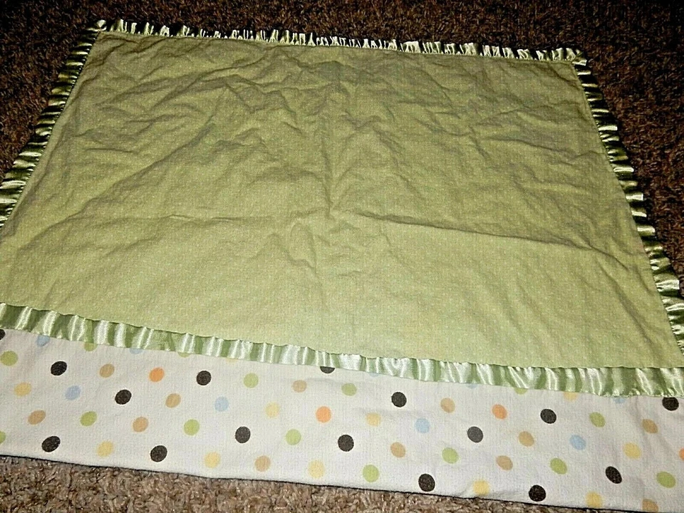 7C винтажный только что родившийся в горошек фланелевый атлас безопасности детской кроватки одеяло милый - Изображение 3 из 4