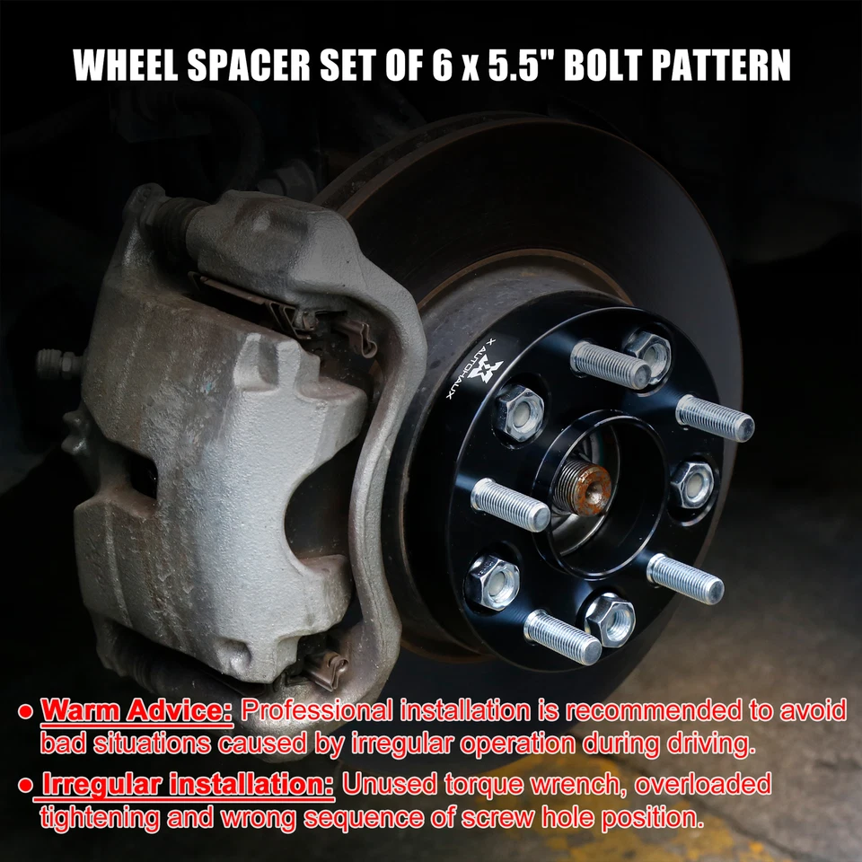 4 adaptadores espaciadores de rueda automáticos de auto de 6x5,5" negros para Chevrolet Tahoe 1996-2018 Foto 4 de 4