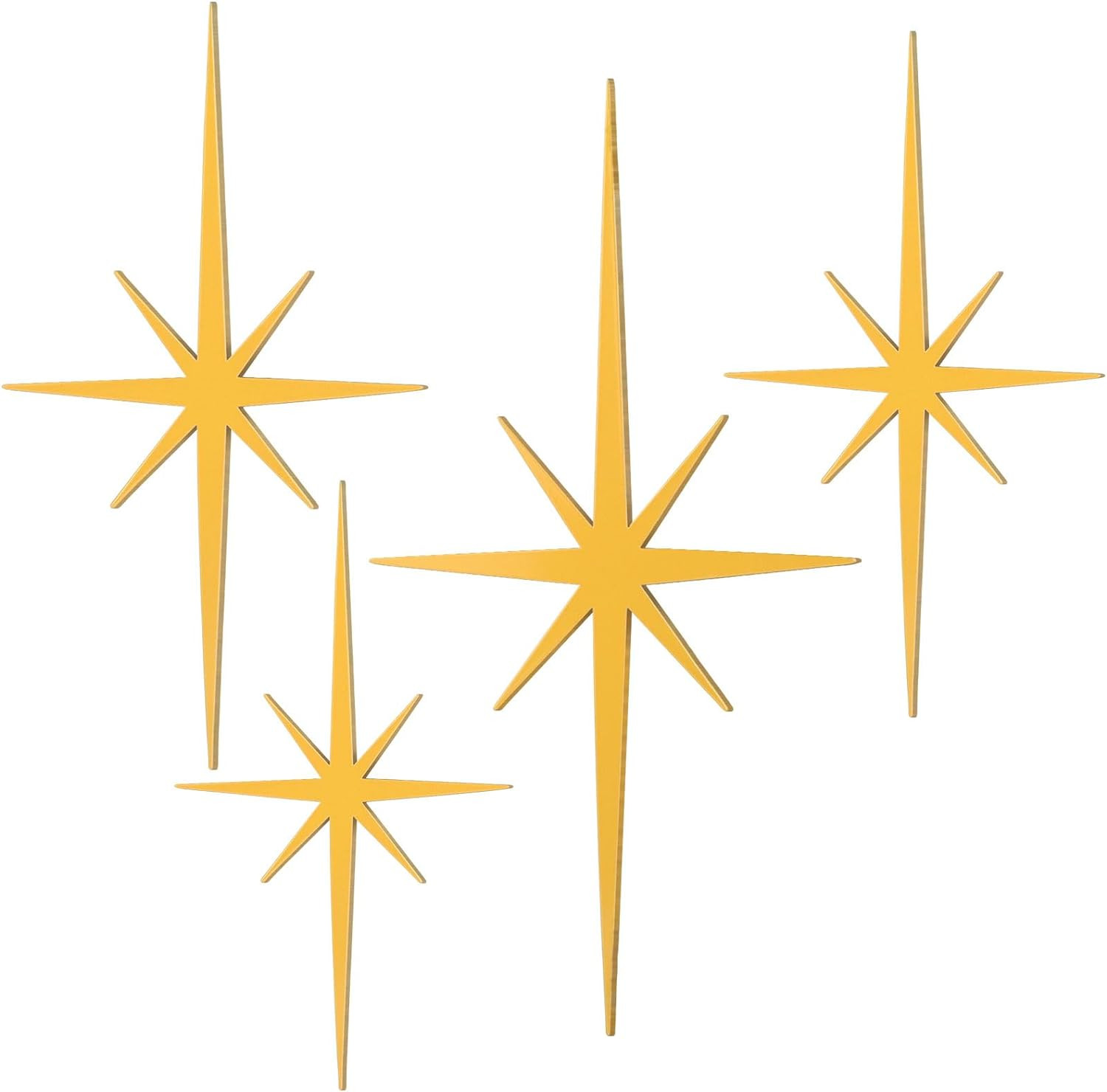 4 Pcs Cast Iron Starburst Wall Decor 8 Pointed Atomic Stars Wall Hangings Mid Ce