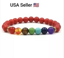 8mm Natural Stone Chakra Bracelets Black Lava Beads Bangle For Women Men Jewelry