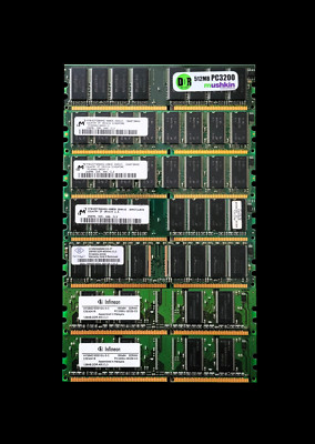 Lot of 7 Mixed PC3200U DDR-400 Memory Modules DIMM CL3 (1-512MB 4-256MB 2-128MB)