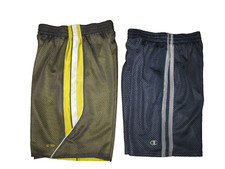 CHAMPION BOYS MEDIUM ATHLETIC SHORTS 2 PAIR NAVY AND GRAY