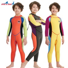 ONE PIECE KIDS GIRLS BOYS LONG SLEEVE WETSUIT DIVING SURF SWIMWEAR UPF 50 18816