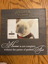 New MALDEN Gray 4 x 6 Table PHOTO FRAME, Adorable DOG Padded FEET Home Script