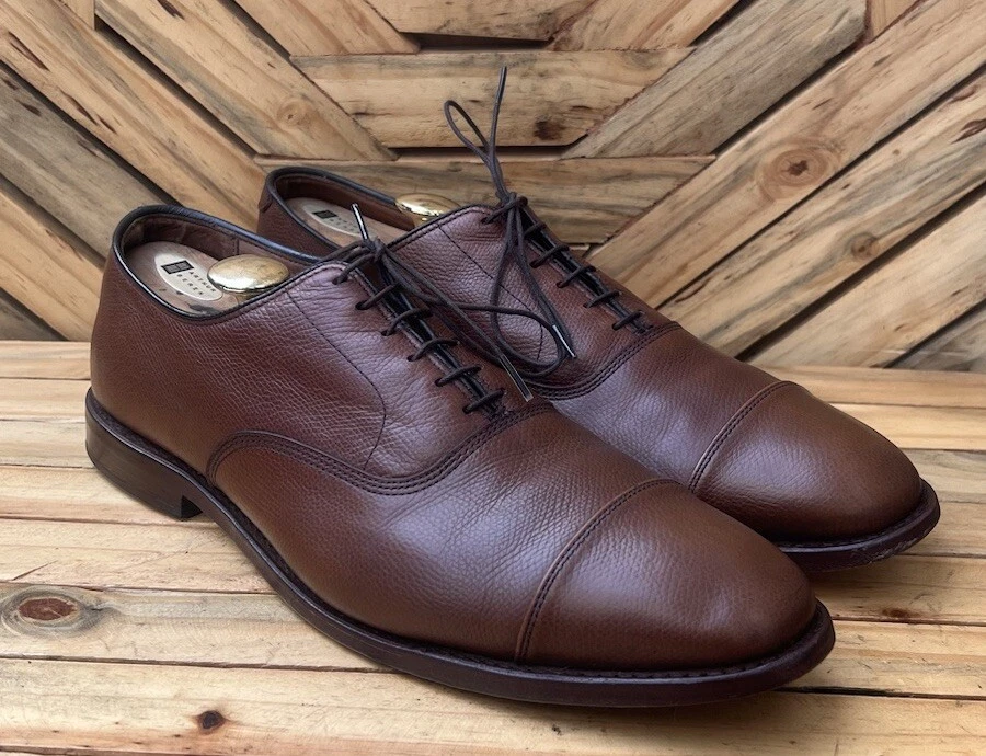Allen Edmonds Park Avenue Brown Pebbled Cap Toe Oxford Leather Shoes Sz US 11.5D