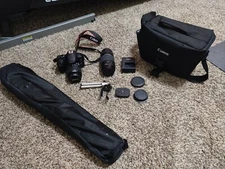 Canon EOS Rebel T6 Camera, Tripod, Canon 75-300mm Lens, and other Accessories