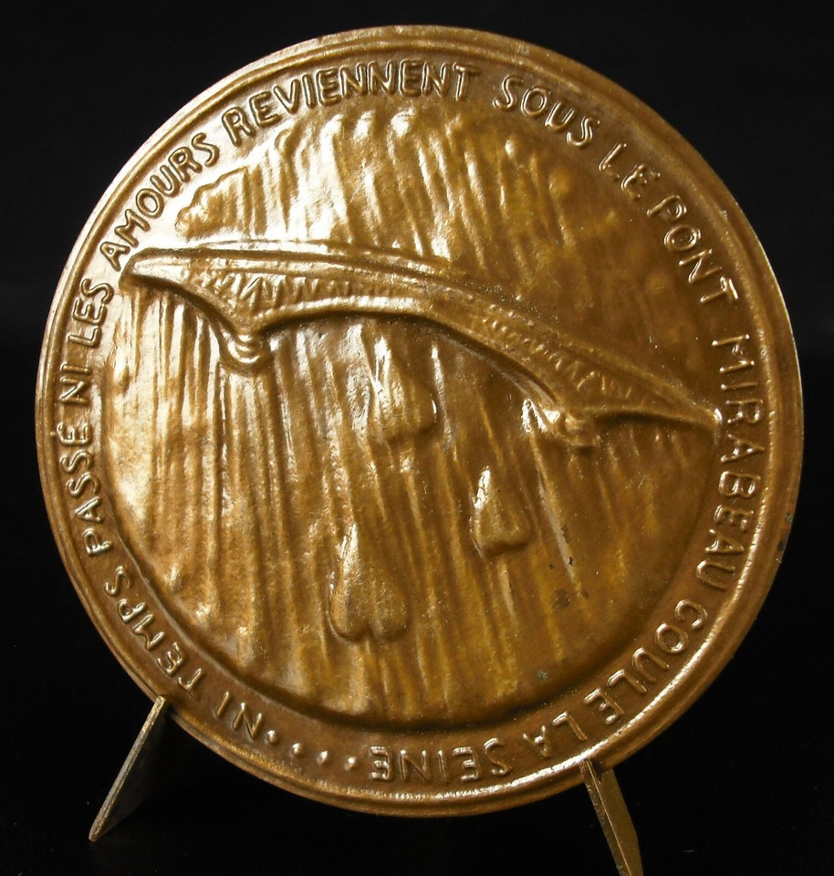 Medaglia Guillaume Apollinaire Poeta il Ponte Mirabeau 1961 Poesia