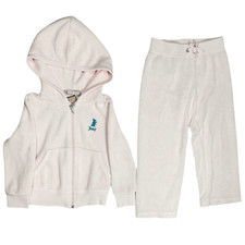 Juicy Couture Mädchen pfirsichfarben Reißverschluss Velours Hoodie Oberteil Trainingshose 2-teiliges Set Alter 2