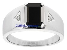 Natural Black Onyx  CZ Gemstone with 925 Sterling Silver Gold Plated Ring 990