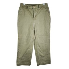 Womens Olive Green Duluth Trading Pants Regular Fit Cotton Spandex Stretch 10