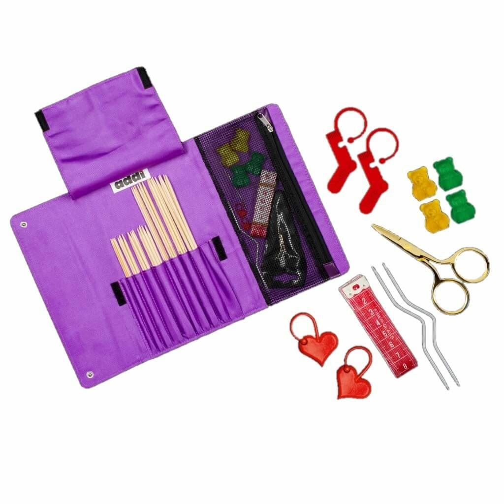 addi Socks by Woolly Hugs Bamboo Double Pointed Needles DPNs and Accessories Set