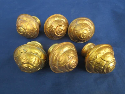 6 embouts "diamètre tringle rideau 3 cm" laiton creux ancien - Photo 1/4
