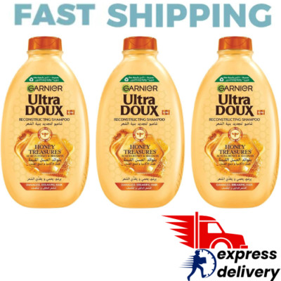 3X Garnier Ultra Doux  Honey Treasures Repairing Shampoo 400ml