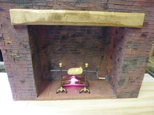 1/12 Dolls House   Fireplace surround with Log Fire. Brick.  Lights Up  