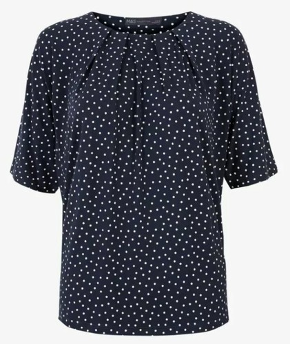Ladies ex M\u0026S Navy Polka Dot Top Blouse 