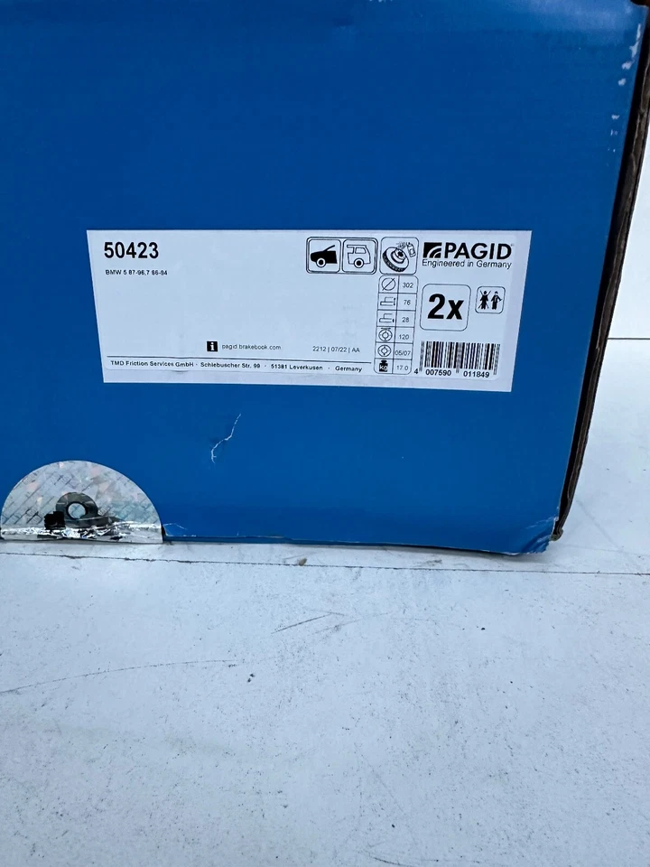 FRONT Brake Discs x2 302mm for BMW 5 SERIES E34 7 SERIES E32 PAGID 50423 - Image 2 of 4