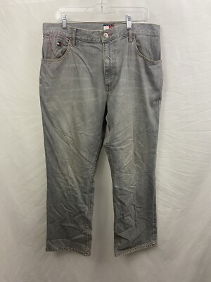 Vtg 90s Tommy Hilfiger Jeans Carpenter Y2K Baggy Skater Distressed 34x30  Gray