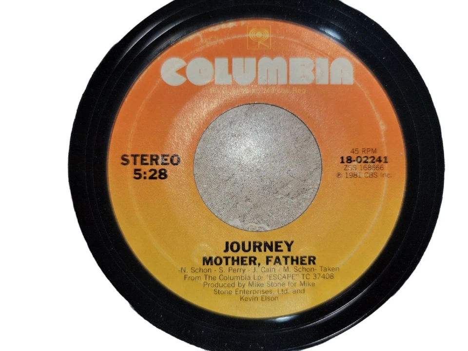 Journey Mother Father/Who's Crying Now Vinyl 45 RPM Record Columbia - Image 4 of 4
