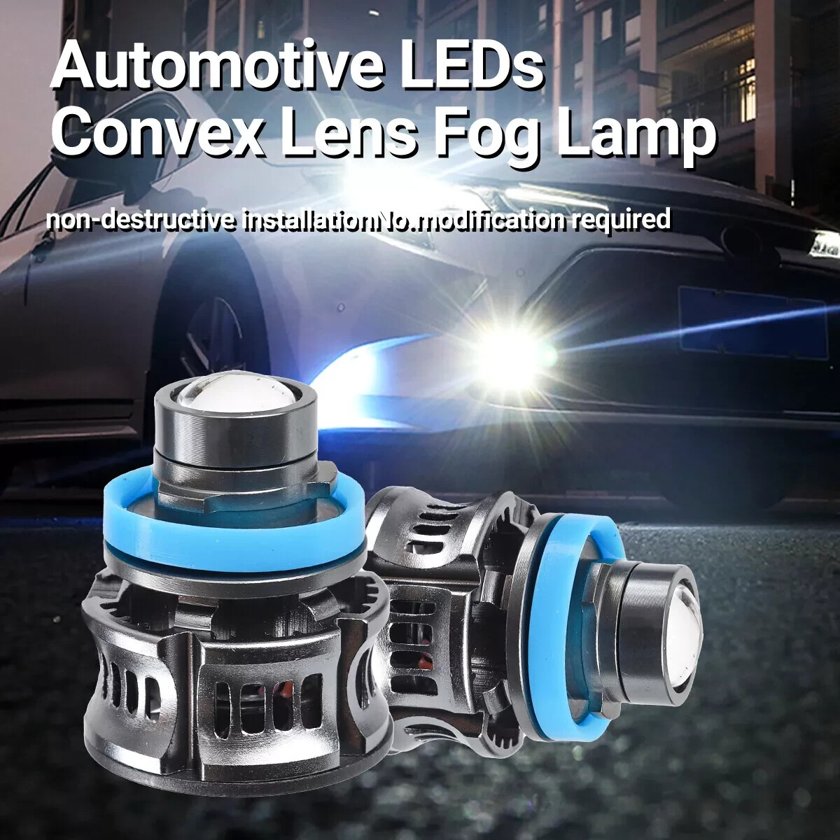 2Pcs 9006 HB4 Car LED Fog Light Headlight 60W Laser Projector