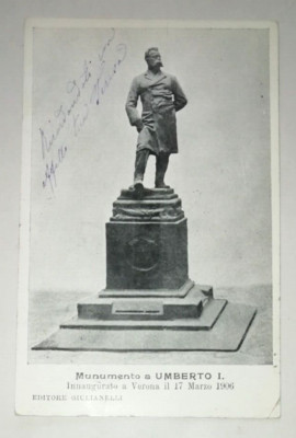 VERONA MONUMENT TO UMBERTO I INAUGURATED MARCH 17, 1906 VINTAGE POSTCARD