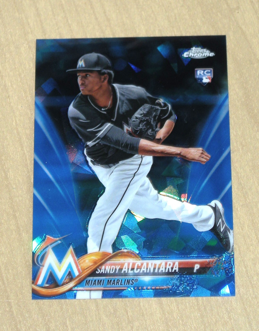 2018 Topps Sapphire Chrome parallel Refractor Sandy Alcantara rookie RC #594