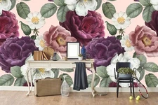 3D Floral Seamless Wallpaper Wall Mural Removable Self-adhesive Sticker 547