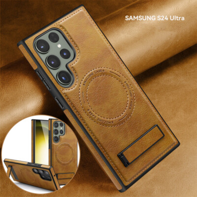 Magsafe Handyhülle Für Samsung S26 S25 S24 Ultra Leder Schutz Magnetisch Case
