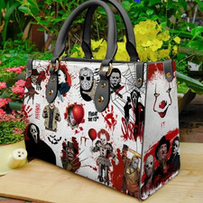 Halloween Leather handBag,Horror Pennywise and Jason Voorhees Women's Handbag
