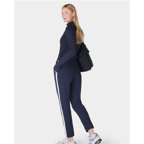 SWEATY BETTY Explorer Side Stripe 25 Trouser Navy Blue Medium NEW Athleisure Gym