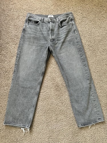 Agolde 90’s Crop Mid Rise Loose 30 Women Dark Gray Wash Loose Fit Jeans