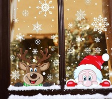 6 Sheets Peeping Santa and Rudolph Window Christmas Window Stickers
