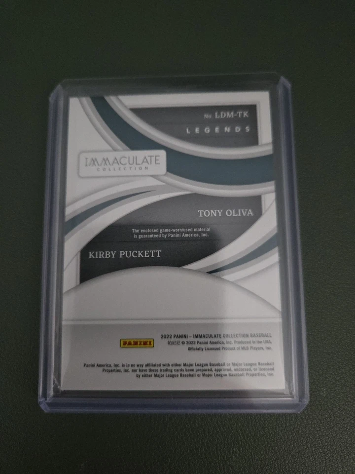 Kirby Puckett 2022 Panini Immaculate Collection Dual Materials Tony Oliva /25 - Image 2 of 2