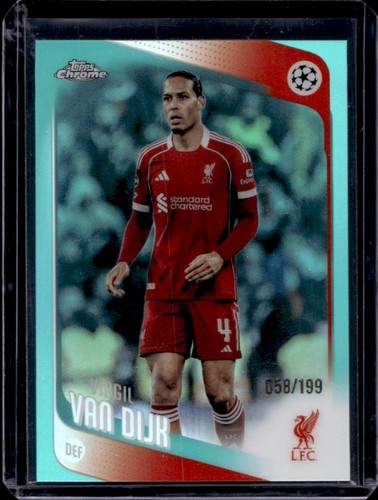 2025-26 Topps Chrome UEFA Virgil van Dijk Aqua Refractor #/199 Liverpool