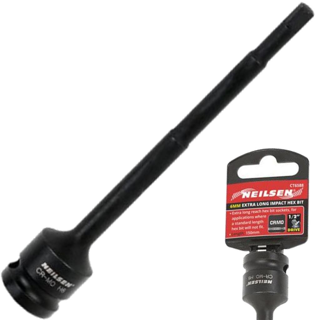 Neilsen 6mm Hex Allen Socket Insert Bit Long Reach 150mm Metric 1/2""