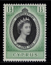 CYPRUS QEII SG172, 1½pi 1953 CORONATION, NH MINT.