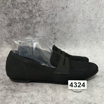 La Strada Knit Loafers Womens 38 US 7.5-8 Black Penny Loafer Slip On Flat Woven