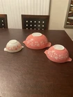 Vintage PYREX Pink Gooseberry SET OF 3 Nesting Cinderella Bowls