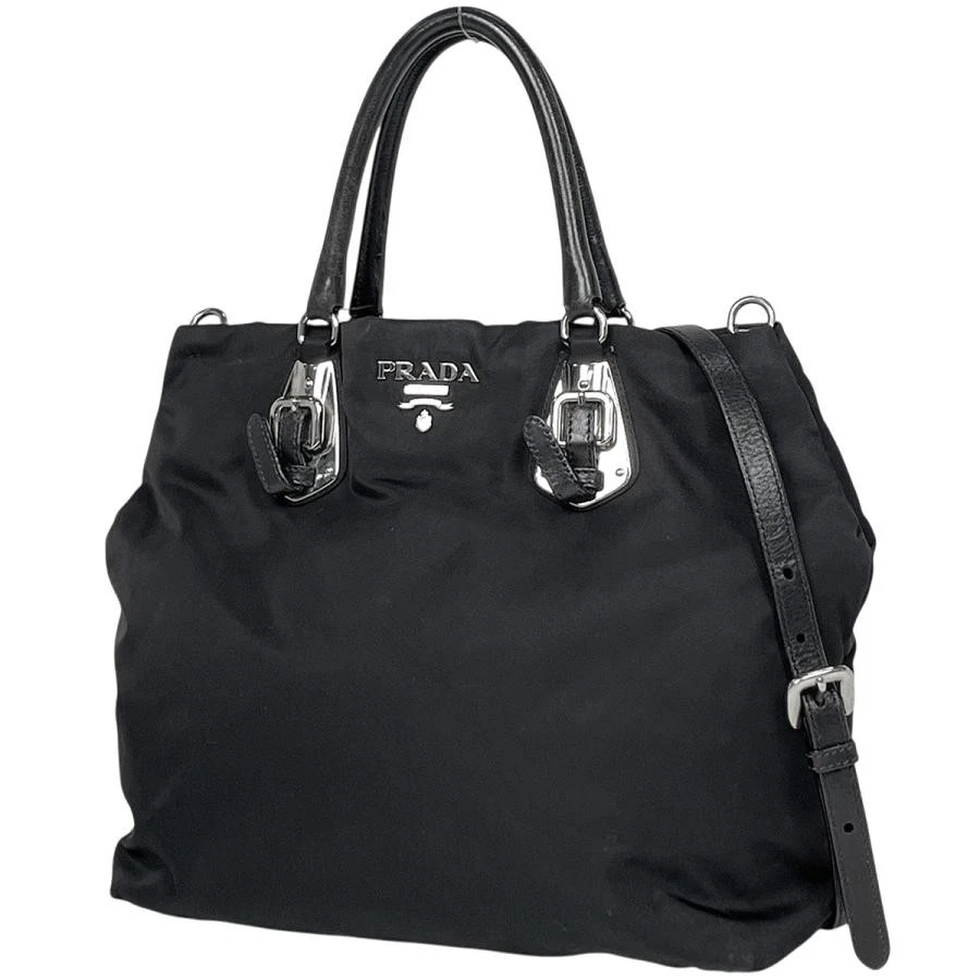Prada — Prada Logo 2WAY Nylon Leather Black Handbag #BS1821