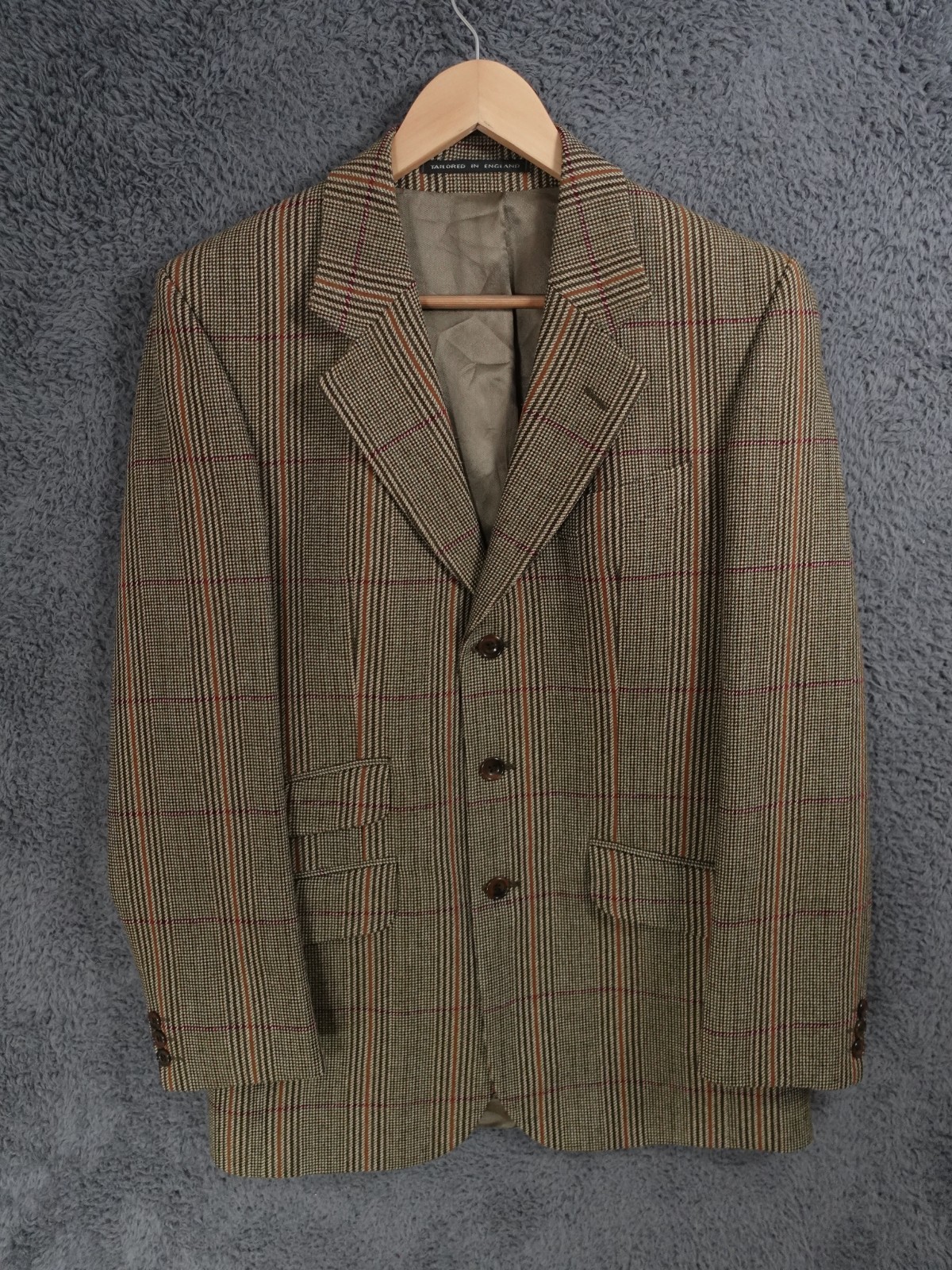 Vintage Austin Reed Jacket Mens 40R Green Tweed Windowpane Check Shooting Sports