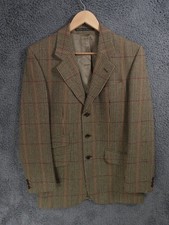 Vintage Austin Reed Jacket Mens 40R Green Tweed Windowpane Check Shooting Sports