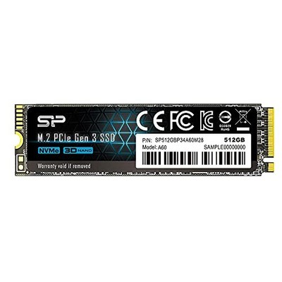 Silicon Power 512GB 3D NAND M.2 2280 SSD with PCIe 3.0 x 4 NVMe 1.3 P34A60