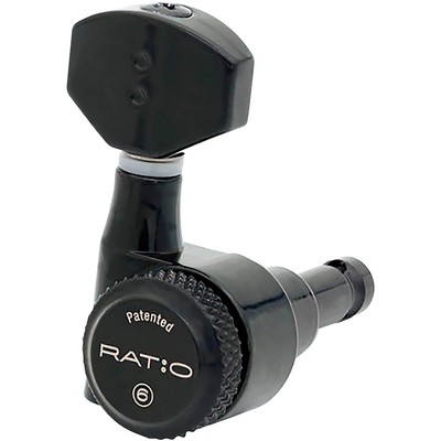 Graph Tech Ratio 6-In-Line Electric Locking Machine Heads W/Staggered Posts Blk