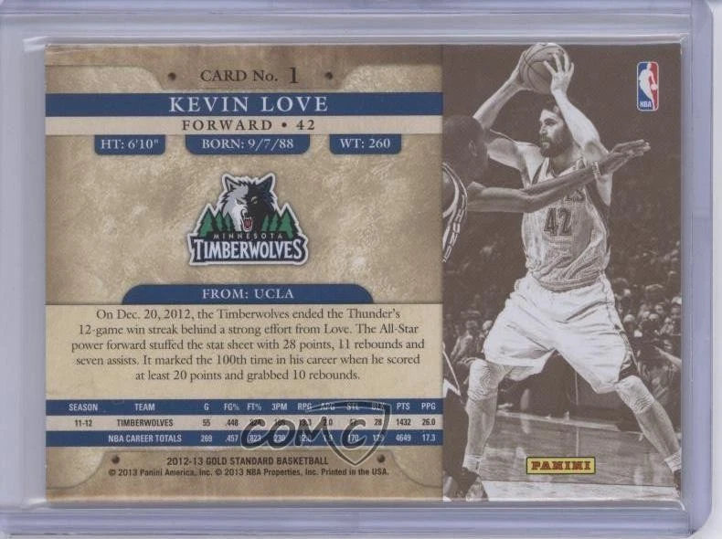 2012-13 Panini Gold Standard /349 Kevin Love #1 - Image 2 of 2