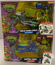TMNT Mutant Mayhem Playmates Ninja Kick Cycle Leonardo Battle Cycle Raphael NEW