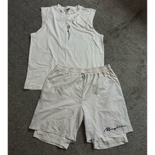 Mayhem Men White Sleeveless Muscle Tank  Layered Shorts Set XXL 2 Piece Bundle