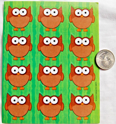 Carson-Dellosa stickers OWL owls cute funny big eyes brown 12