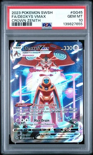 PSA 10 2023 POKEMON SWORD AND SHIELD CROWN ZENITHFULL ART/DEOXYS VMAX GG45