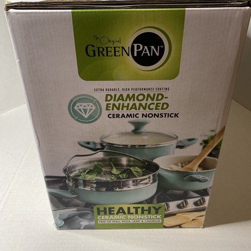 Green Pan 16-Piece Rio Cookware Ceramic Nonstick Pots and Pans Set Turquoise NIB - Picture 5 of 5